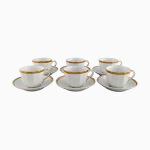 Tazas de café con platillos de Bing & Grøndahl, 1870s. Juego de 12