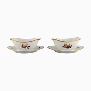 Royal Copenhagen Brown Rose Sauce Boats, 1960s, Set of 2