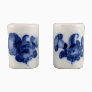 Blue Flower Braided Salt Shakers, Early 20th Century, Royal Copenhagen, Set of 2