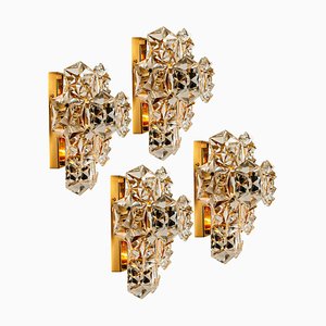 Aplique grande de latón dorado con apliques de cristal facetado