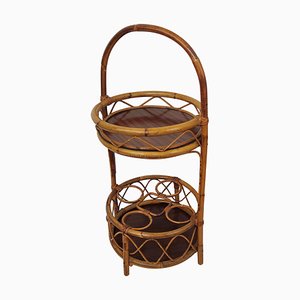 Italian Round Bamboo and Rattan Bar Table by Franco Albini, 1960s