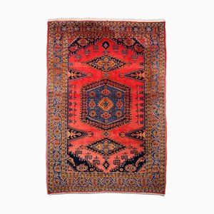 Geometric Light Red Wiss Carpet with Border and Medallion