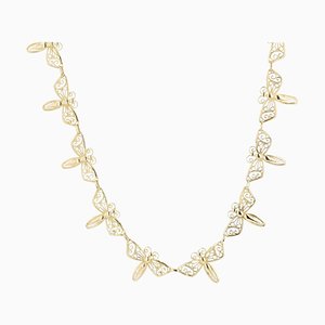 French 18 Karat Yellow Gold Butterfly Necklace, 1900s