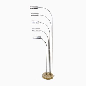 5-Branch Floor Lamp in Chrome and Travertine
