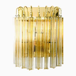 Hollywood Regency Style Glass & Brass Wall Lamp from Massive, Italy, 1980s