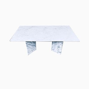 Mesa de comedor italiana postmoderna de mármol de Carrara, años 70