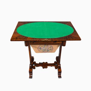 Antique English Regency Rosewood Fold Over Games Table, 1820s