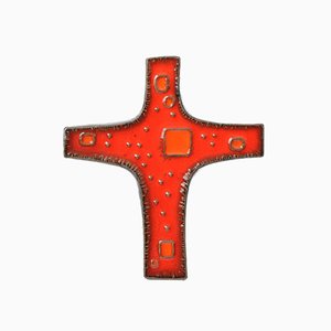 Belgian Ceramic Cross from Perignem, 1960s