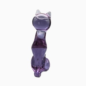 Kitten in Lilac Murano Glass with Signature, 1960s
