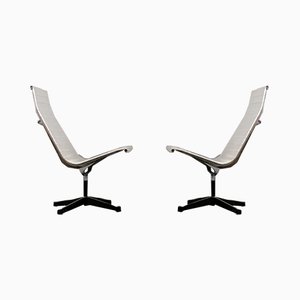 Poltrone EE 116 Alu vintage in vinile bianco di Charles & Ray Eames per Herman Miller, set di 2