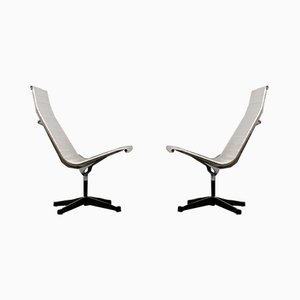 Vintage EE 166 Armlehnstühle aus Vinyl in Weiß von Charles & Ray Eames für Herman Miller, 2er Set