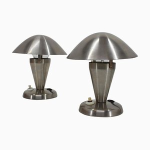 Chrome Plated Bauhaus Lamps, 1930s, Czechoslovakia, Set of 2