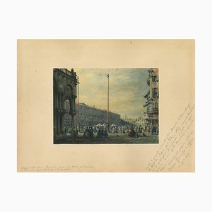 Francesco Zanin, Plaza de San Marcos, Venecia, Tinta china, acuarela y tempera, 1877