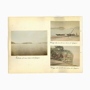 Impresiones de álbum antiguas, década de 1880, 1890. Vistas antiguas de Japón, Osaka. Juego de 4