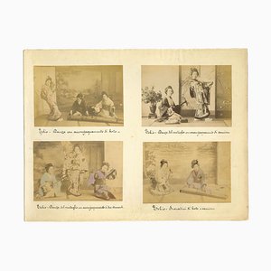 Photos Inconnues, Vintage de Geishas from Tokyo, Album Impressions, 1880s-1890s, Set de 4