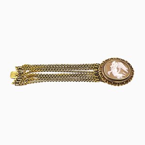 Pulsera antigua de oro de 18 quilates con cameo central, seis hilos. Juego de 2 Principios de los 900