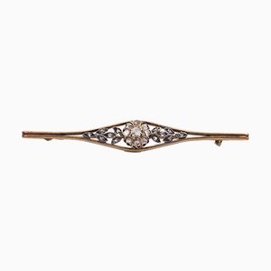 Brooch in 18k Gold and Diamond Rosettes