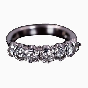 Vintage Signed Ring in 18K White Gold and Diamonds by Damiani