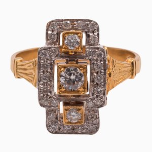 Anello vintage in oro con diamanti tagliati, anni '50
