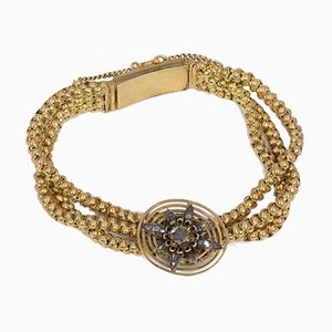 Bracelet Antique en Or 18 Carats avec Rosaces Diamant, 1800s