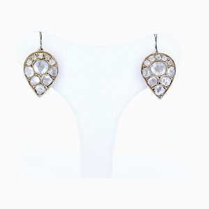 Boucles d'Oreilles Liberty en Or 14k et Argent avec Roses Diamant, 1900s