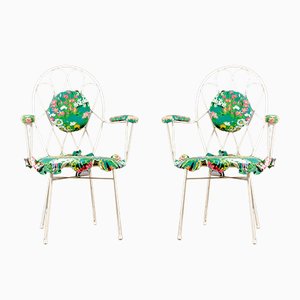 Set of Mid-Century White Iron Chairs, 1960s