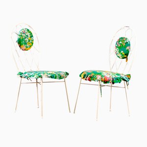 Set of Mid-Century White Iron Chairs, 1960s