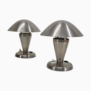 Bauhaus Chrome Plated Lamps, Czechoslovakia, 1930s, Set of 2