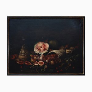 Inconnu, Nature Morte aux Fruits, Peinture à l'Huile sur Toile, 17ème Siècle
