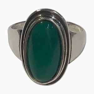 Anello nr. 47 in argento sterling con agata verde di Georg Jensen