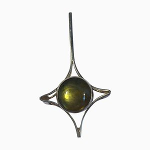 Finnish Sterling Silver Necklace Pendant with Olive-Colored Stone