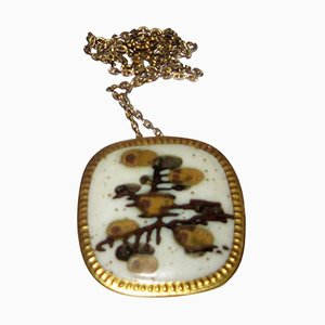 Necklace Pendant in Porcelain and Sterling Silver by Nils Thorsson for Royal Copenhagen