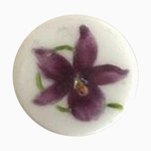 Porcelain Button with Hand-Painted Flower Motif from Royal Copenhagen