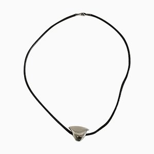 Leather Necklace with Sterling Silver Pendant Shaped as a Dove / Bird by Hans Hansen