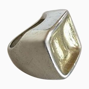 Sterling Silver Ring with Gilded Top from Hans Hansen