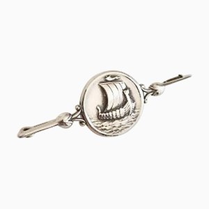 Sterling Silver #220 Brooch with Viking Ship from Georg Jensen