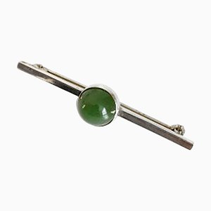 Sterling Silver Brooch with Green Stone from Georg Jensen