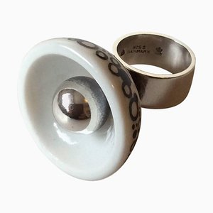 Sterling Silver and Porcelain Ring by Anton Michelsen for Royal Copenhagen