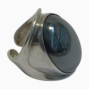 Sterling Silver Ring with Hematite No 19 by Bent Knudsen