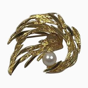 Broche de oro y perlas de 8 quilates para Georg Jensen & Wendel