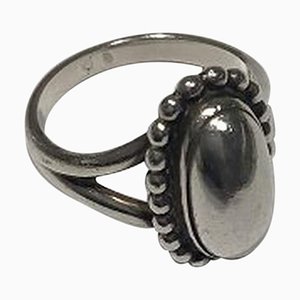 Sterling Silver Ring No 9 with Silver Stone from Georg Jensen