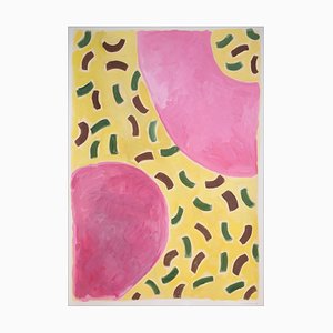 Mohn Kunst Gemälde, abstrakte Kaugummi Konfetti Donut, Lebendige Formen, 2021