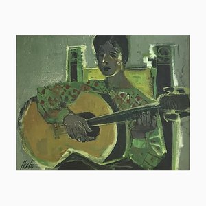 Frank Chabry, Young Woman with Guitar, 1955