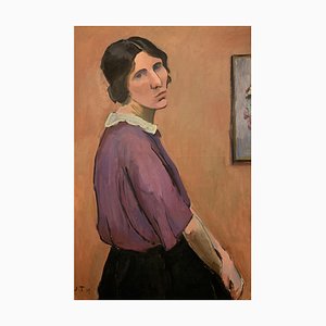 John Torcapel, Portrait d'une maman à the blouse violette, 1919