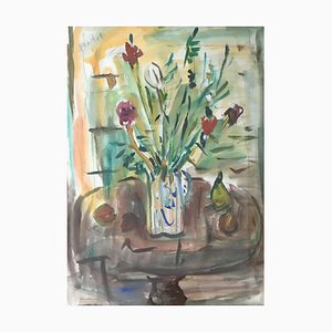 Alexandre Rochat, Bouquet in Jug and Fruit, 1958