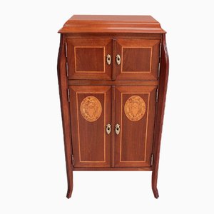 Small Art Nouveau Cabinet in Mahogany and Precious Wood, Early 20th Century