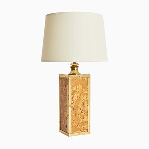 Mid-Century Brass and Cork Table Lamp