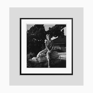 Marilyn Monroe Wearing Striped Capri Pants Silver Gelatin Resin Print Framed in Black by Baron