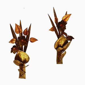 Copper Floral Wall Lights, Set of 2