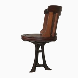 Antique Nautical Teak, Leather and Iron Chair